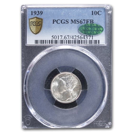 1939 Mercury Dime MS-67 PCGS CAC (FB) 1939 Mercury Dime MS-67 PCGS CAC (FB)